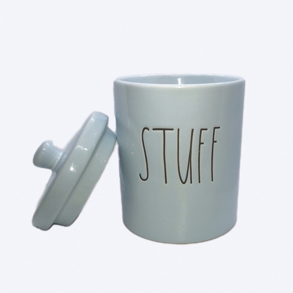 Rae Dunn light blue STUFF container with lid - Picture 2 of 6